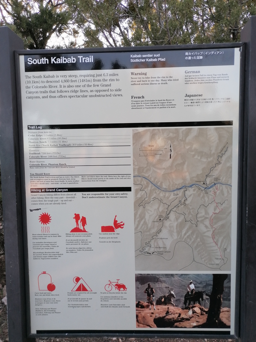 Startpunkt: Der South Kaibab Trailhead